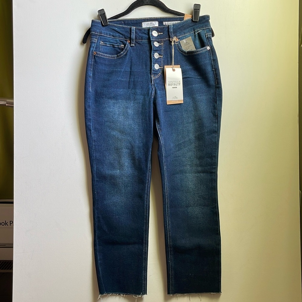 Royalty For Me Petite Women's High Rise Straight Stretch Blue Denim | 10P